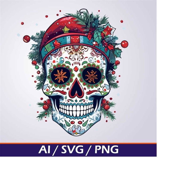 MR-1832024212717-christmas-sugar-skull-svg-day-of-the-dead-digital-download-xmas-sugar-skull-clip-art-holiday-png-file-for-cricut-silhouette-sublimation-image-1