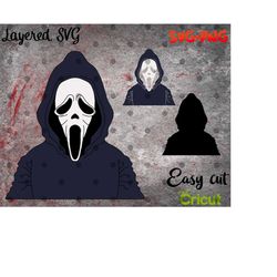 layered svg ghost face for cricut, horror svg, vinyl file, ghost svg and png, horror movie svg, nightmare svg scream