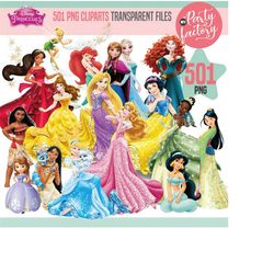 princess 501 png bundle, princess clipart instant download, birthday, moana, frozen, snow white, sleeping beauty, aurora