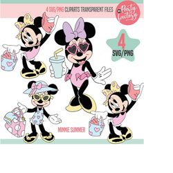 minnie mouse summer svg cliparts, minnie beach png cliparts, minnie bathing suit, dot bow, cricut, silhouette, little mo