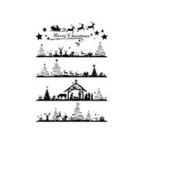 santa claus christmas set silhouettes greeting card vector svg eps jpg png