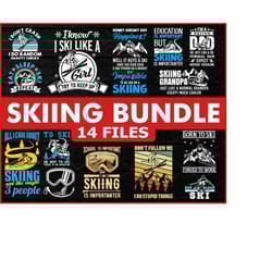 14 files bundle skiing svg - sports svg, winter svg, skiing clipart, silhouette, vector, for skiers