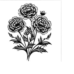 marigold flower svg file for october birth month - floral vector images, flowers silhouette, marigold flowers svg design