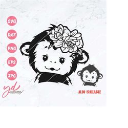 cute floral monkey svg | cute monkey face svg | monkey svg | baby monkey svg | zoo animals svg | cute monkey png | cutti