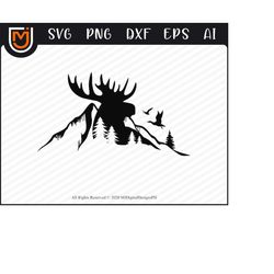 moose hunting svg mountains - moose elk clipart, elk deer hunting svg, antlers svg, moose cut file for moose lovers