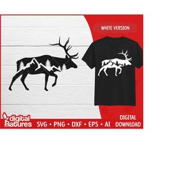 elk hunting svg outdoor mountain - elk deer clipart, elk png, deer elk buck cut file for elk hunters