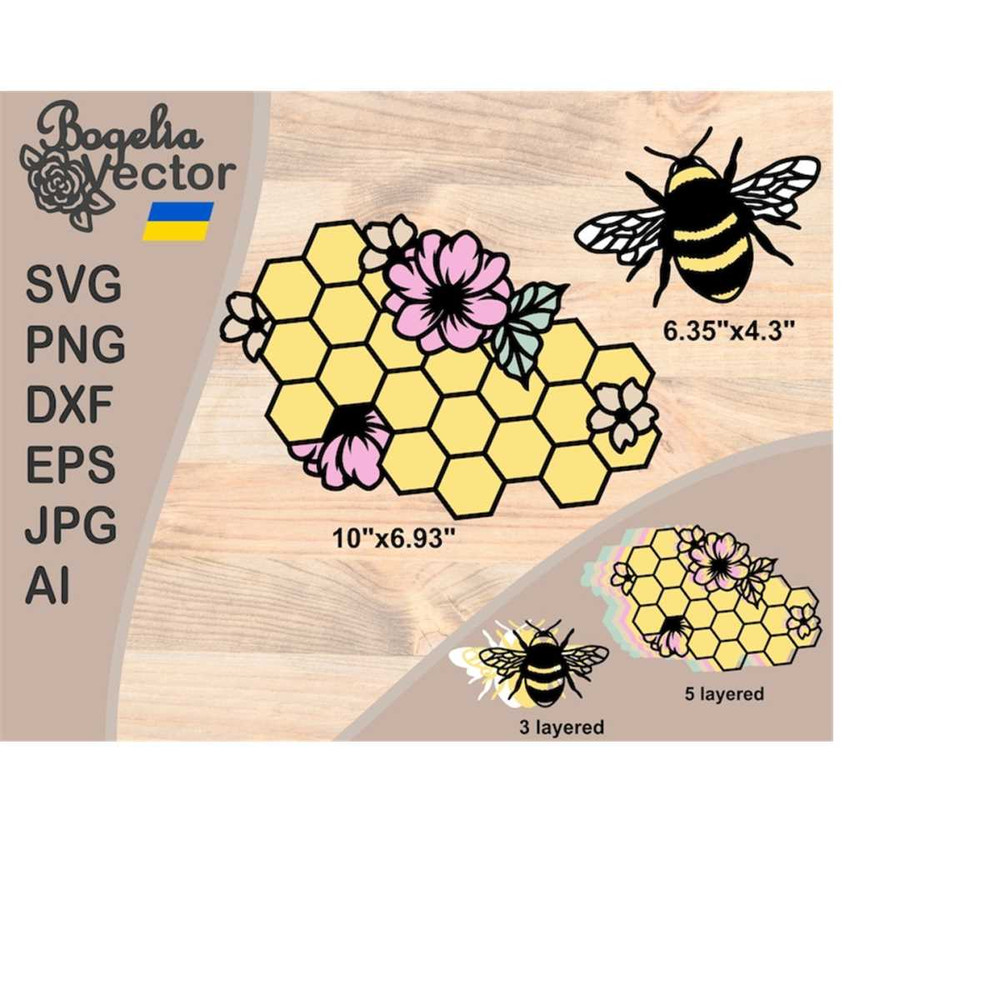 MR-243202423384-layered-bee-and-honey-comb-svg-cut-files-floral-bee-honey-svg-laser-cut-files-layered-svg-designs-dxf-cricut-template-vector-silhouette-image-1.