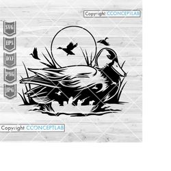 duck hunting scene svg | hunter dad clipart | outdoor shirt png | camping view dxf | camper cutfile | camp life stencil
