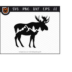 moose hunting svg mountains - moose elk clipart, elk deer hunting svg, antlers svg, moose cut file svg file