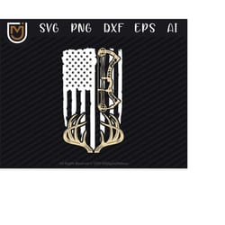 american flag archery svg compound bow - elk deer hunting svg, antlers svg, bow and arrows svg for hunters