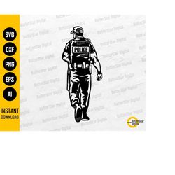 walking police officer svg | cop t-shirt vinyl stencil graphics | cricut cutting file silhouette cnc clip art vector dig