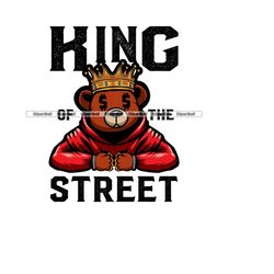 king of the street gangster hustle teddy bear thug wearing hoodie boxing knuckles rap rapper hip hop art hustling tattoo