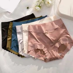 Sexy Women Panties, Ice Silk Satin Briefs High Waist Pants Seamless,Comfort Lingerie Female Underpants