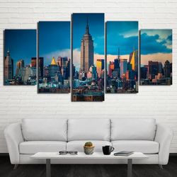 New York Cityscape Nature 5 Pieces Canvas Wall Art, Large Framed 5 Panel Canvas Wall Art
