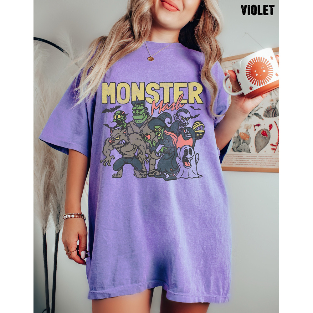 Monster Mash Oversized Vintage T Shirt, Halloween Shirt, Comfort Colors Tshirt 1.jpg
