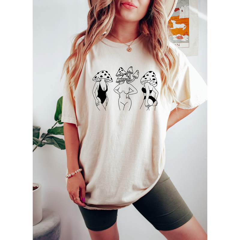 Mushroom Girls Oversized Vintage T-Shirt, Mushroom Goddess Shirt, Mushroom Babes Shirt.jpg