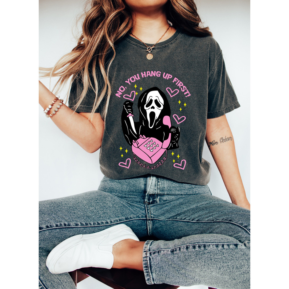No You Hang Up First Oversized Vintage T-Shirt, Scream Movie Shirt, Horror Halloween Shirt.jpg