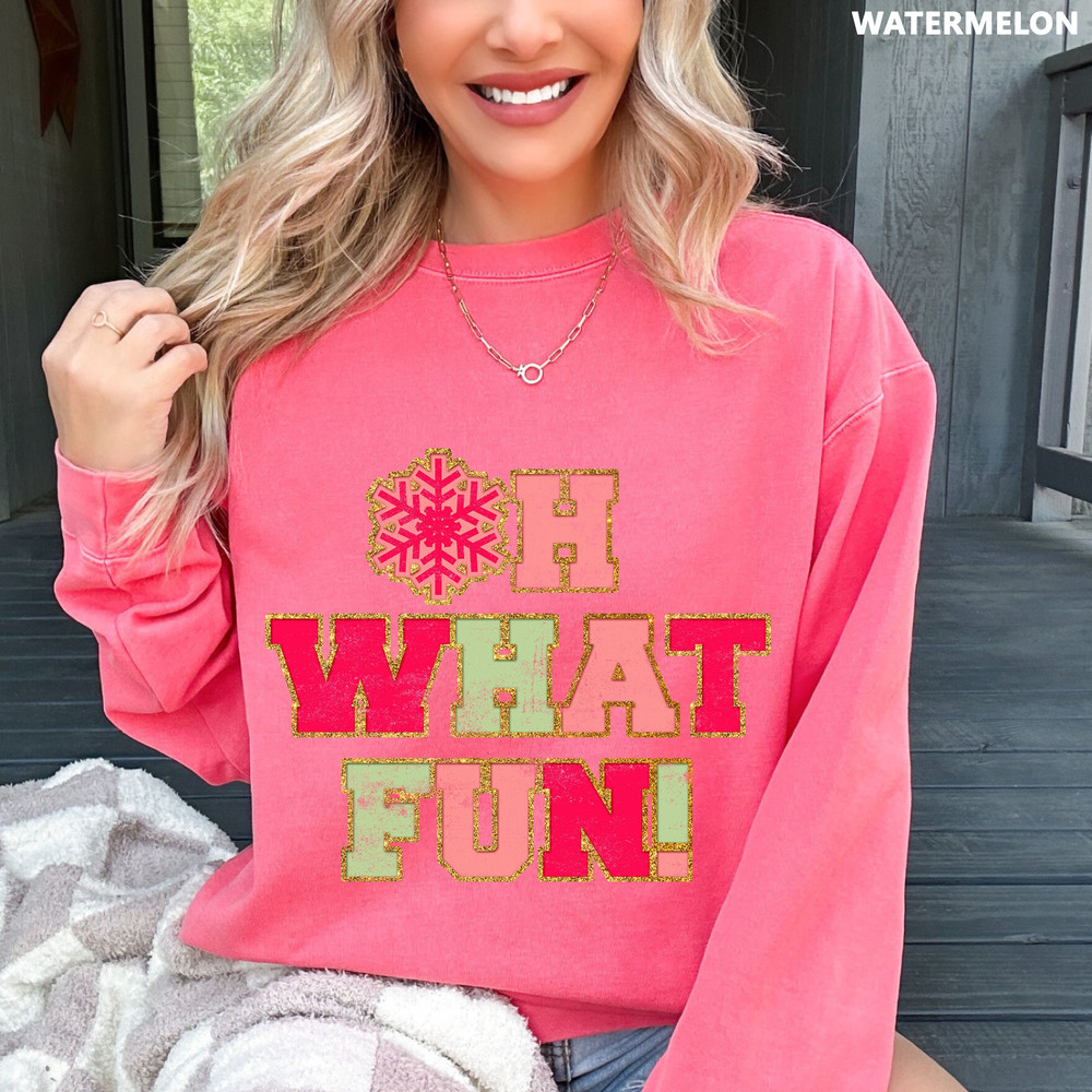 Oh What Fun Christmas Comfort Colors Sweatshirt, Oversized Christmas Sweatshirt, Cute Christmas Sweatshirt 2.jpg