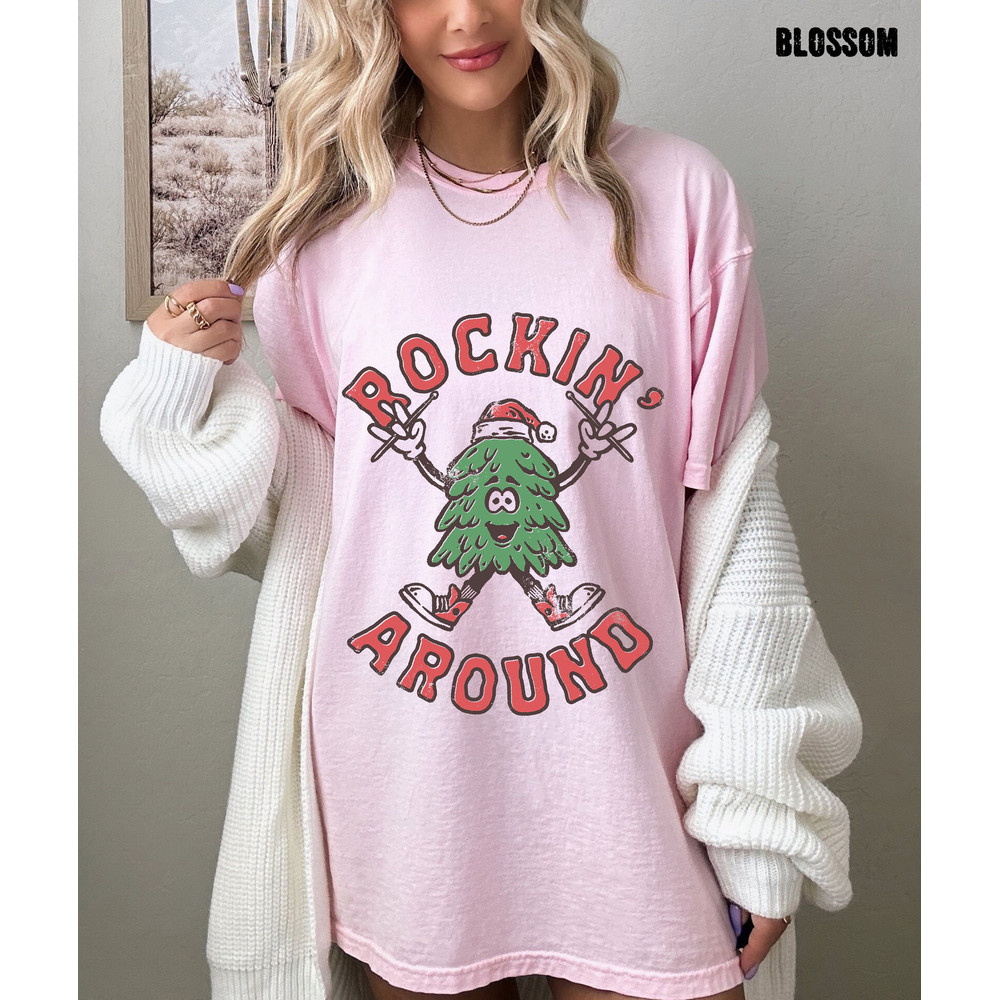 Rockin Around Oversized Christmas Shirt, Christmas Tree Retro Shirt, Rockin Around Christmas Vintage Shirt 2.jpg