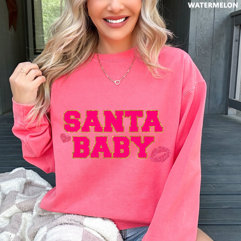 Santa Baby Christmas Comfort Colors Sweatshirt, Santa Baby Oversized Christmas Sweatshirt, Oversized Holiday Sweater 1.jpg