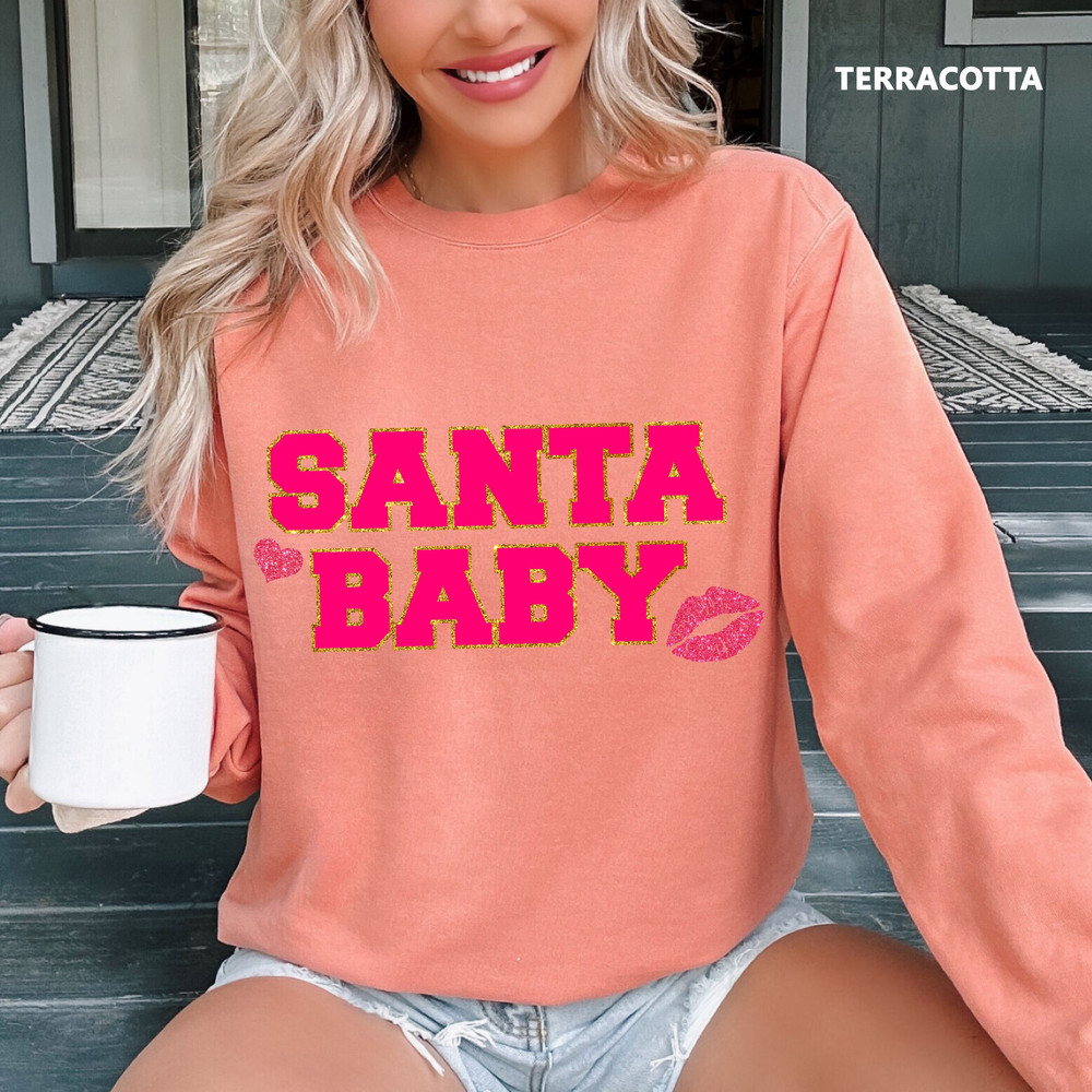 Santa Baby Christmas Comfort Colors Sweatshirt, Santa Baby Oversized Christmas Sweatshirt, Oversized Holiday Sweater 2.jpg