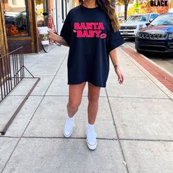 santa baby oversized christmas t-shirt, santa baby pink christmas shirt, glitter christmas shirt 1