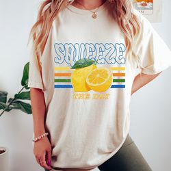 squeeze the day lemon oversized tshirt, easy peasy lemon squeezy shirt, comfort colors summer shirt