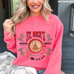 St Nicks Brewing Co Christmas Comfort Colors Sweatshirt, Christmas Brewing Co Sweatshirt, Retro Holiday Sweater