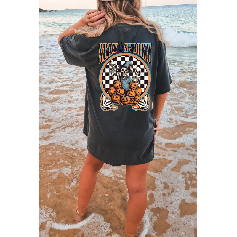 Stay Spooky Skeleton Oversized Vintage T Shirt, Spooky Shirt, Spooky Season Oversized Tee.jpg