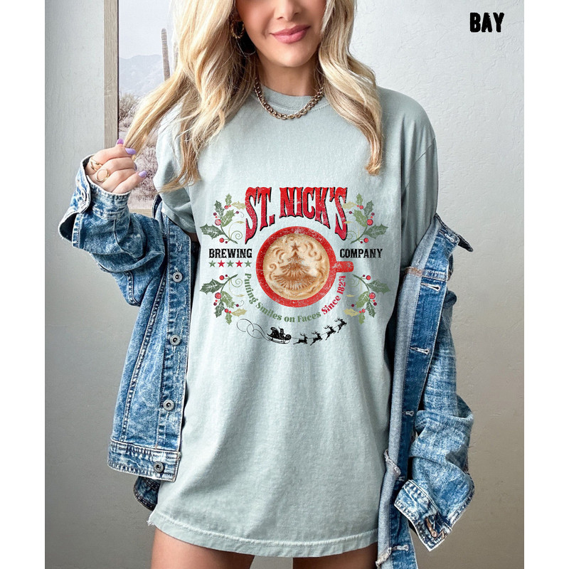 St. Nicks Brewing Co Oversized Vintage Christmas Tshirt, St Nick Shirt, Christmas Brewing Co Shirt.jpg