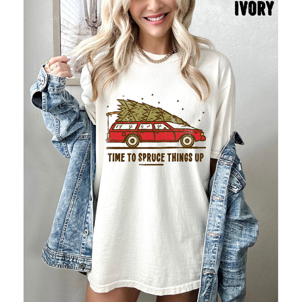 Time to Spruce Things Up Xmas Oversized Vintage Tshirt, Retro Christmas Shirt, Vintage Christmas Tree Shirt 1.jpg