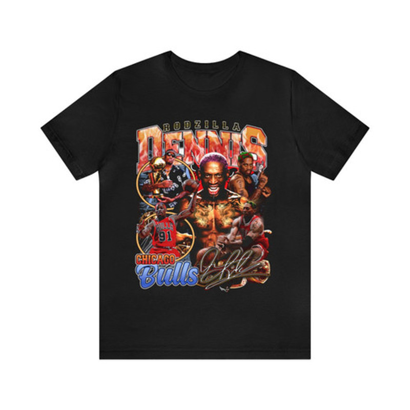 Vintage 90s Basketball Bootleg Style T-Shirt, DENNIS RODZILLA RODMAN Unisex Tee.jpg