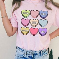 conversation hearts comfort colors valentine shirt, cute heart candy valentine shirt for women, v-day anxiety be mine xo