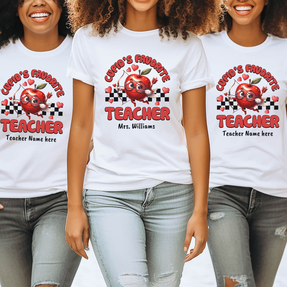Custom Cupid's Favorite Teacher Valentine Gift, Personalized Valentine Cupid's Favorite Teacher T-shirt, Valentine's Day Teacher Tee.jpg