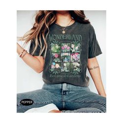 vintage alice in wonderland comfort colors shirt, wonderland botanical
