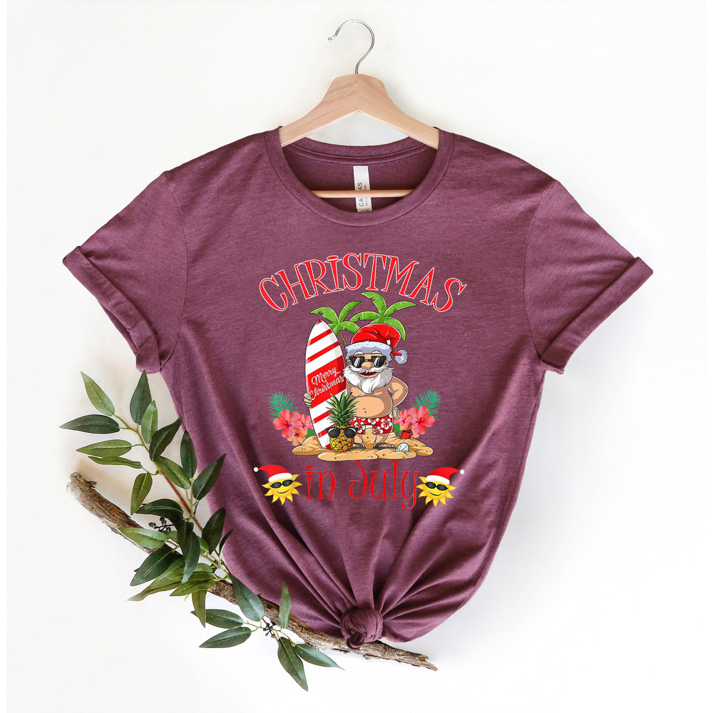 Christmas in July Shirt, Santa Shirt, Vacation Shirt, Mid of Year Shirt, Summer Vacation Shirt, Summer Santa Shirt, Holiday Vacation Shirt 1.jpg