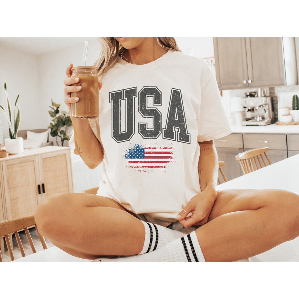 Retro USA Flag Shirt, America 4th of July T-Shirt, America Shirt, Stars and Stripes Tee, American Women Shirt, American Flag Shirt.jpg