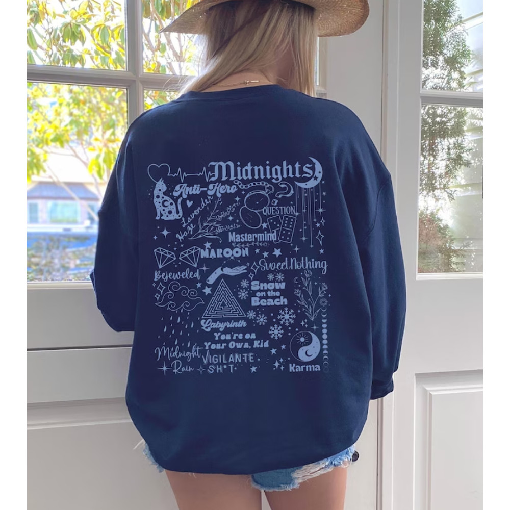 Or The Midnight Sweatshirt, Eras Outfit, Eras Gift, Front And Back Design, Tracklist Hoodie, Disco Ball Shirt.png