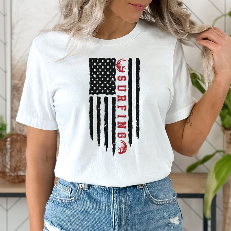 Surfing Shirt, Paris Summer Games 2024 Surf Team Shirt, Olympic Themed Usa Flag Tshirt, France Sports Fan Gift.jpg