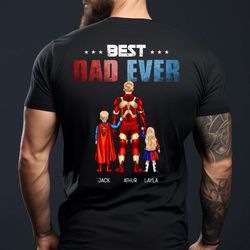 custom best dad ever hand with kid name shirt, fathers day gift, gift for grandpa, father and children, first father