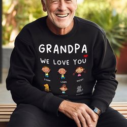 custom grandpa shirt, personalized shirt with grandkids names, cute grandpa tshirt, papa shirt for fathers day