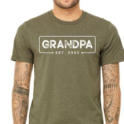 custom grandpa t shirt, grandpa est 2023 shirts grandfather baby announcement shirt