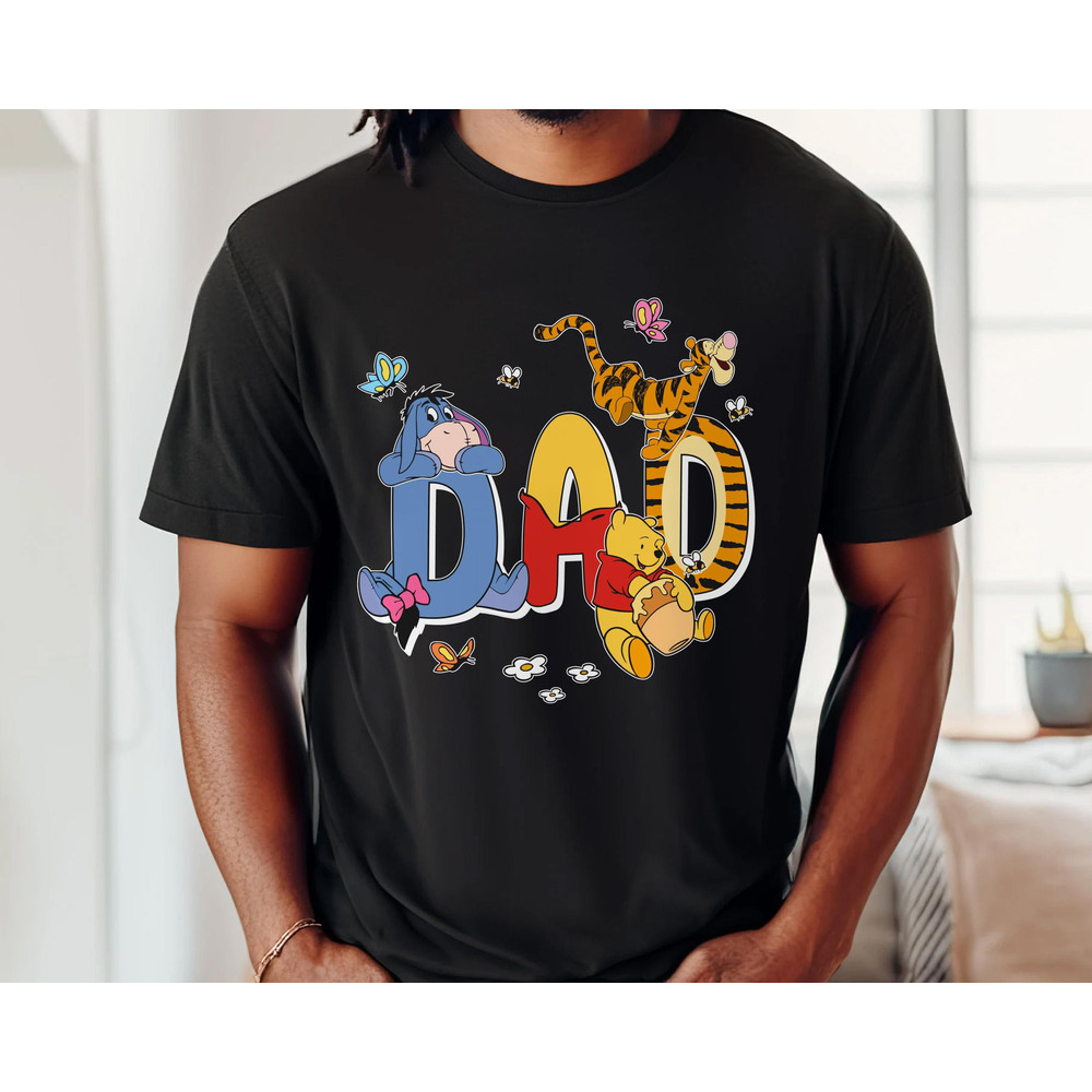 Custom Name Dad Winnie The Pooh Themed Comfort Colors Shirt, Personalized Disney Dad T-shirt, Fathers Day Gift.jpg