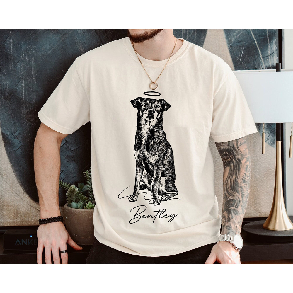 Custom Pet Photo Portrait Shirt, Memorial Pet Shirt, Gift for Pet Lover, Best Dog Dad Shirt, Fathers Day Shirt.jpg