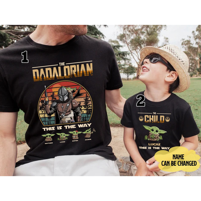 Father Children The Dadalorian Shirt, This Is The Way Personalized Shirt For Dad With Kids, Funny StarWars Tee.jpg