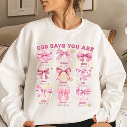 god says you are coquette pink bows shirt, soft girl coquette shirt plaid bow shirt, soft girl era ribbon shirt