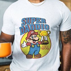 personalized vintage super daddio since 1970 shirt, birthdays dad shirt, super daddio shirt, super mario birthday