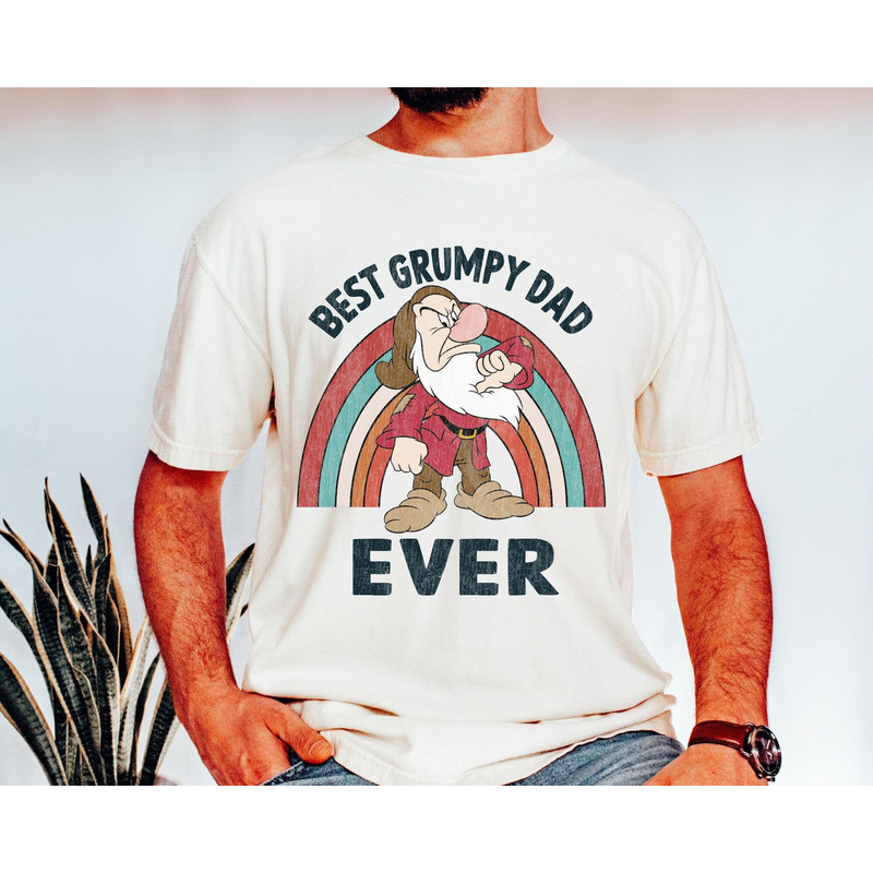 Retro Best Grumpy Dad Ever Comfort Colors Shirt, Grumpy Snow White and the Seven Dwarfs, Disney Fathers Day TShirt.jpg