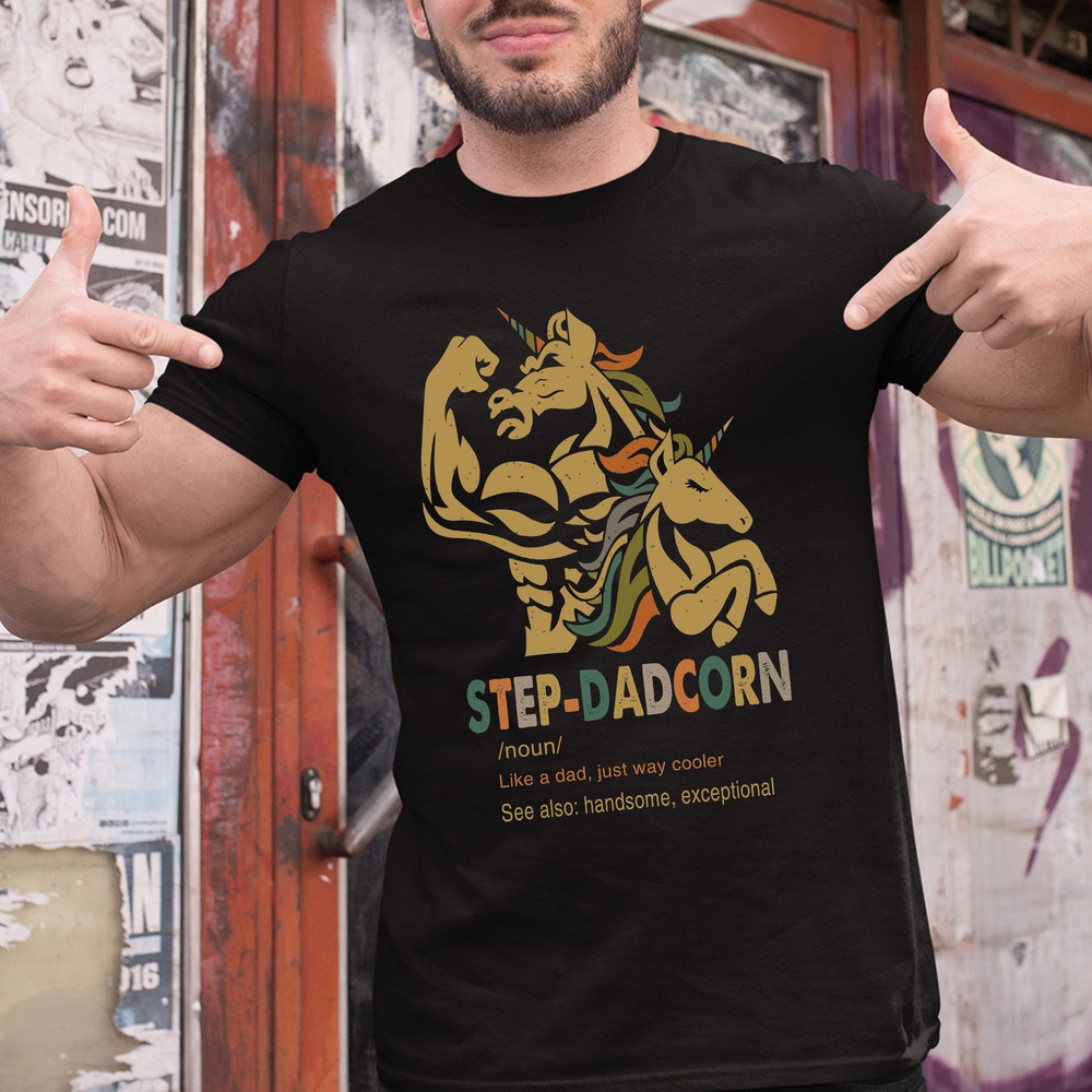 Step Dadcorn T-Shirt Gift For Step Dad, Step Dadcorn Like A Dad Just Way Cooler Shirt, Fathers Day Gift For Husband.jpg