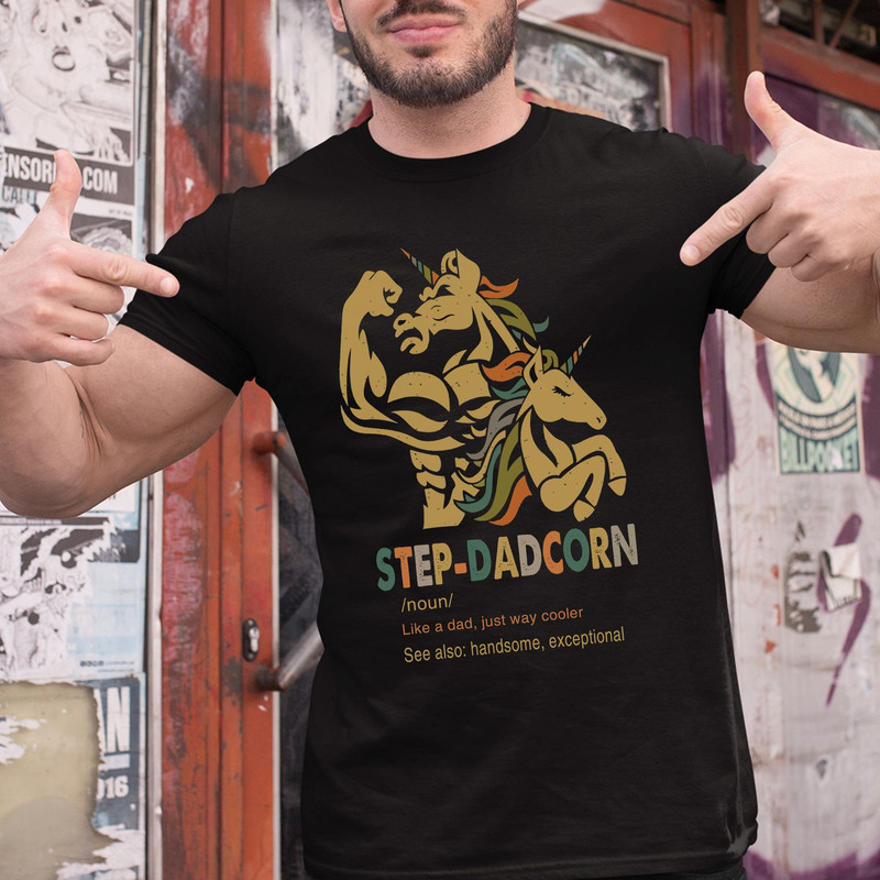Step Dadcorn T-Shirt Gift For Step Dad, Step Dadcorn Like A Dad Just Way Cooler Shirt, Fathers Day Gift For Husband.jpg